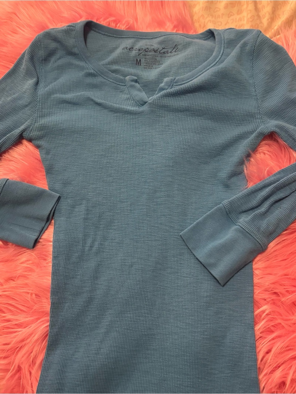 Y2K Aeropostale 2000s Ribbed Henley Lounge Bodycon Long Sleeve Medium